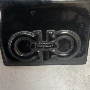 Salvatore Ferragamo Glossy Black Leather Bag